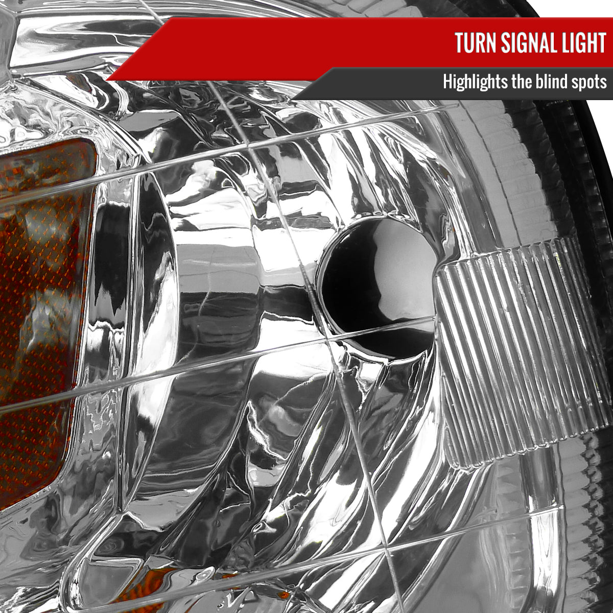 1999-2000 Honda Civic Crystal Headlights w/ Amber Reflector (Chrome Housing/Clear Lens)