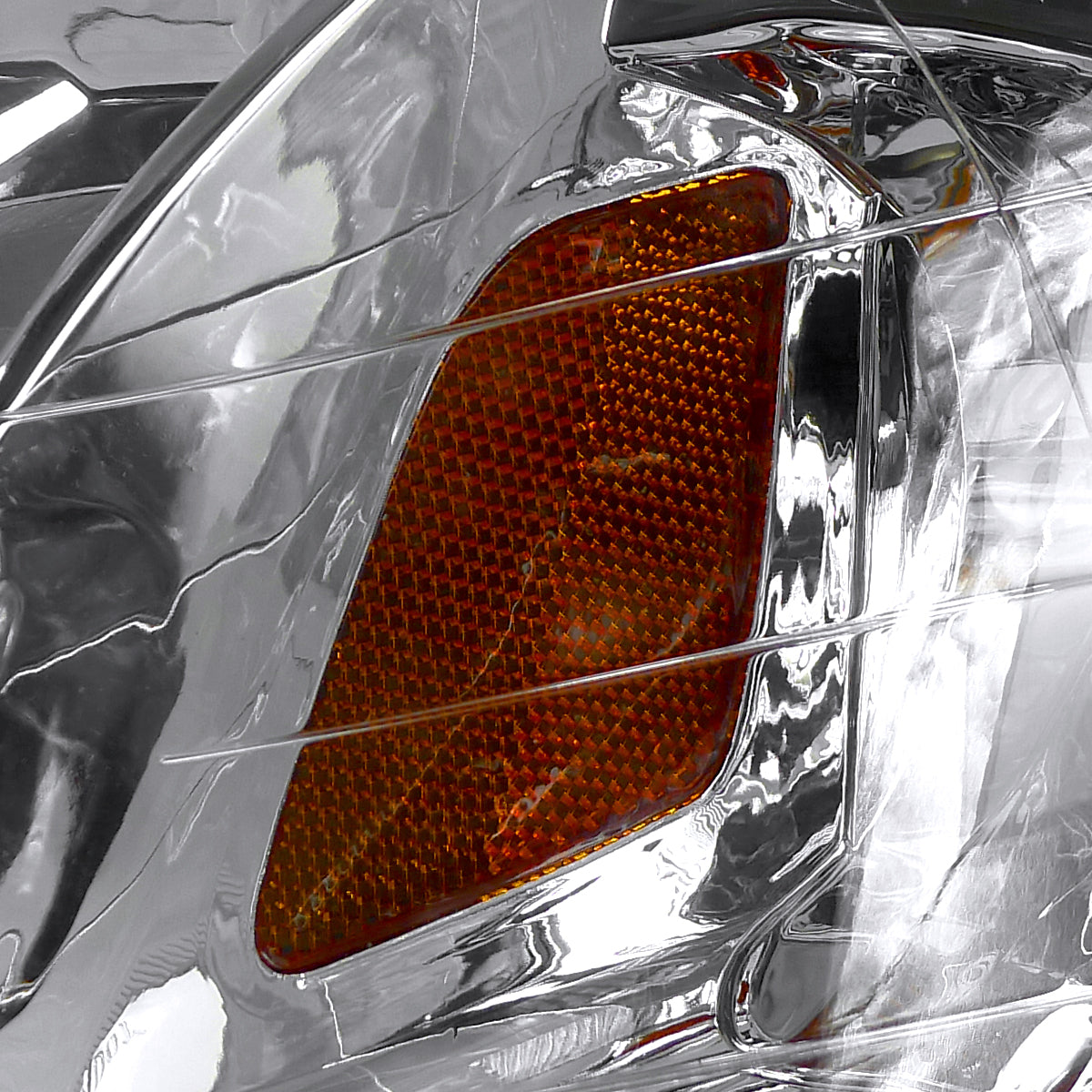 1999-2000 Honda Civic Crystal Headlights w/ Amber Reflector (Chrome Housing/Clear Lens)