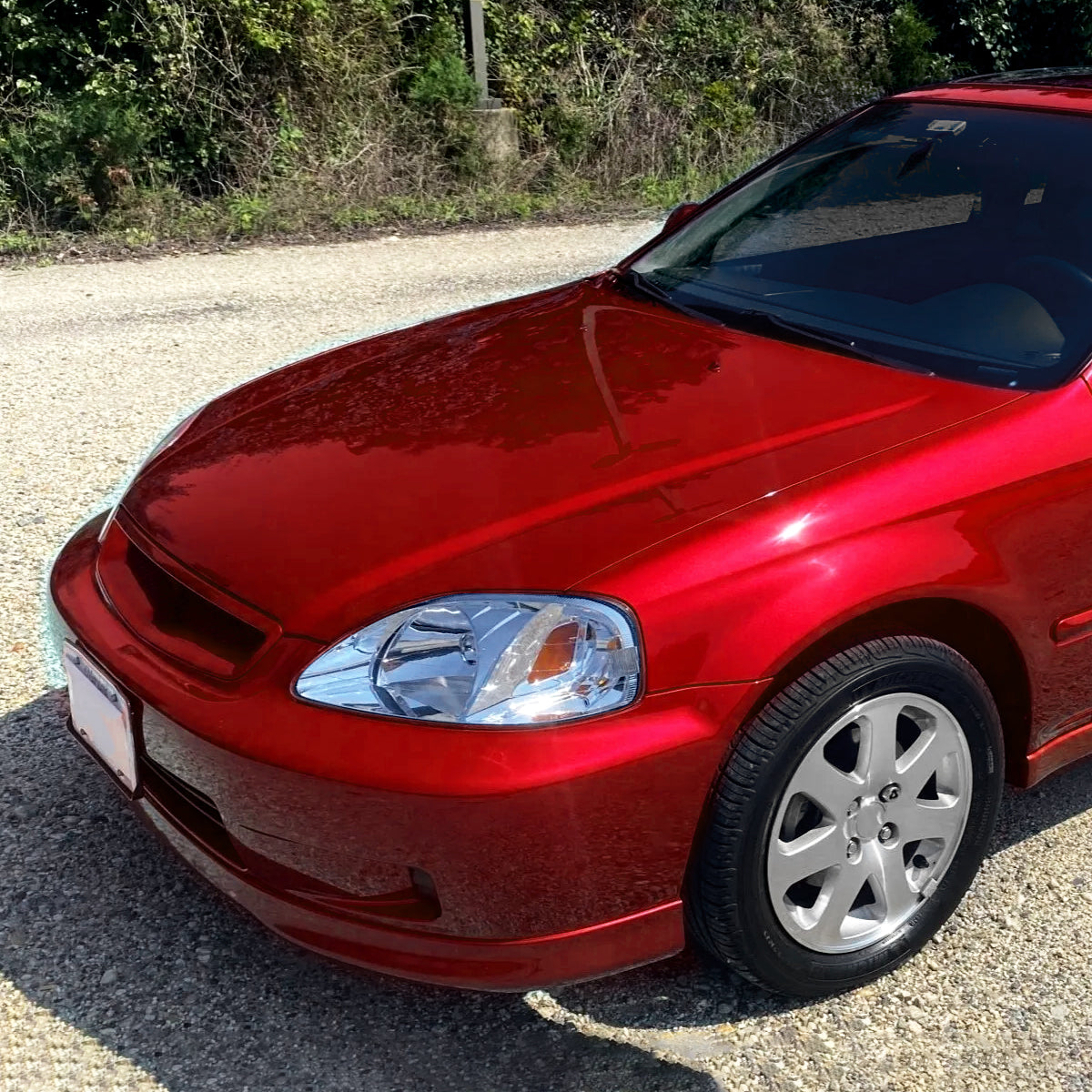 1999-2000 Honda Civic Crystal Headlights w/ Amber Reflector (Chrome Housing/Clear Lens)