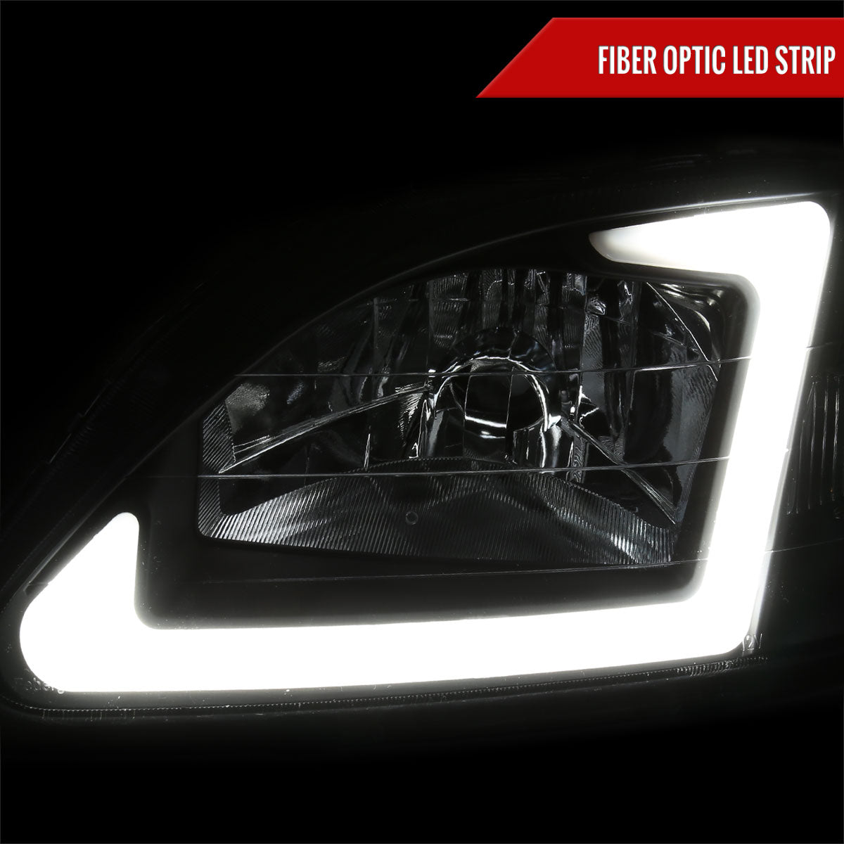 1999-2000 Honda Civic Coupe/Sedan LED Bar Factory Style Headlights (Matte Black Housing/Clear Lens)