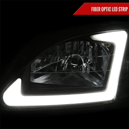 1999-2000 Honda Civic Coupe/Sedan LED Bar Factory Style Headlights (Matte Black Housing/Clear Lens)