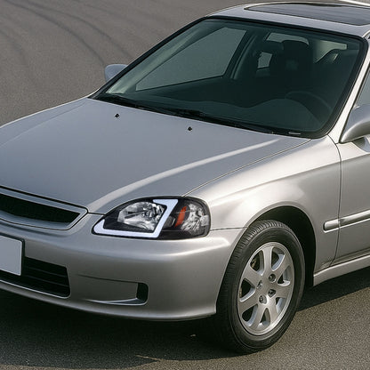 1999-2000 Honda Civic Coupe/Sedan LED Bar Factory Style Headlights (Matte Black Housing/Clear Lens)