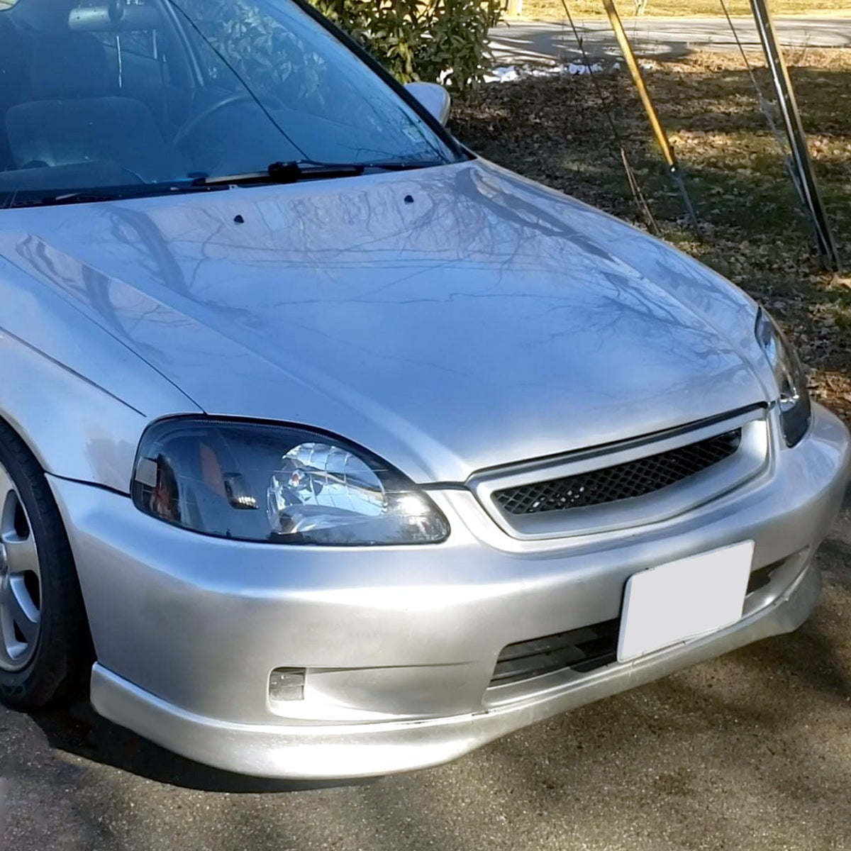 1999-2000 Honda Civic Crystal Headlights w/ Amber Reflector (Matte Black Housing/Clear Lens)