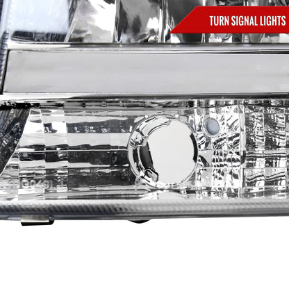 1997-2004 Dodge Dakota/ 1998-2003 Durango Crystal Headlights w/ Amber Reflector (Chrome Housing/Clear Lens)