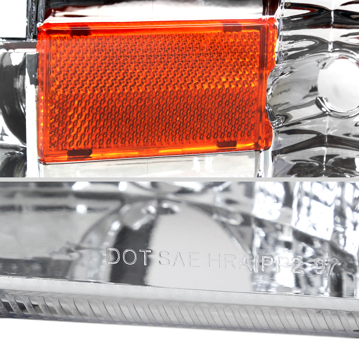 1997-2004 Dodge Dakota/ 1998-2003 Durango Crystal Headlights w/ Amber Reflector (Chrome Housing/Clear Lens)