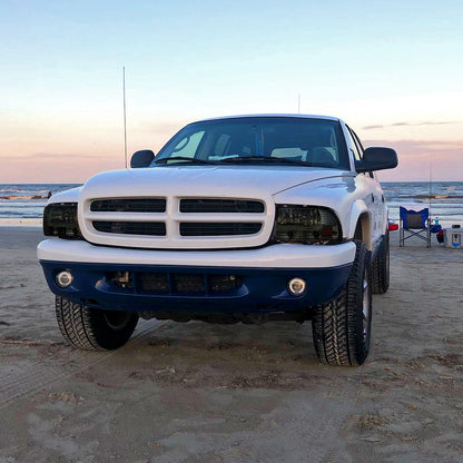 1997-2004 Dodge Dakota/ 1998-2003 Durango Crystal Headlights w/ Amber Reflector (Chrome Housing/Smoked Lens)
