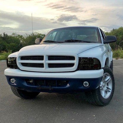 1997-2004 Dodge Dakota/ 1998-2003 Durango SMD LED Light Strip Factory Style Crystal Headlights (Chrome Housing/Smoked Lens)