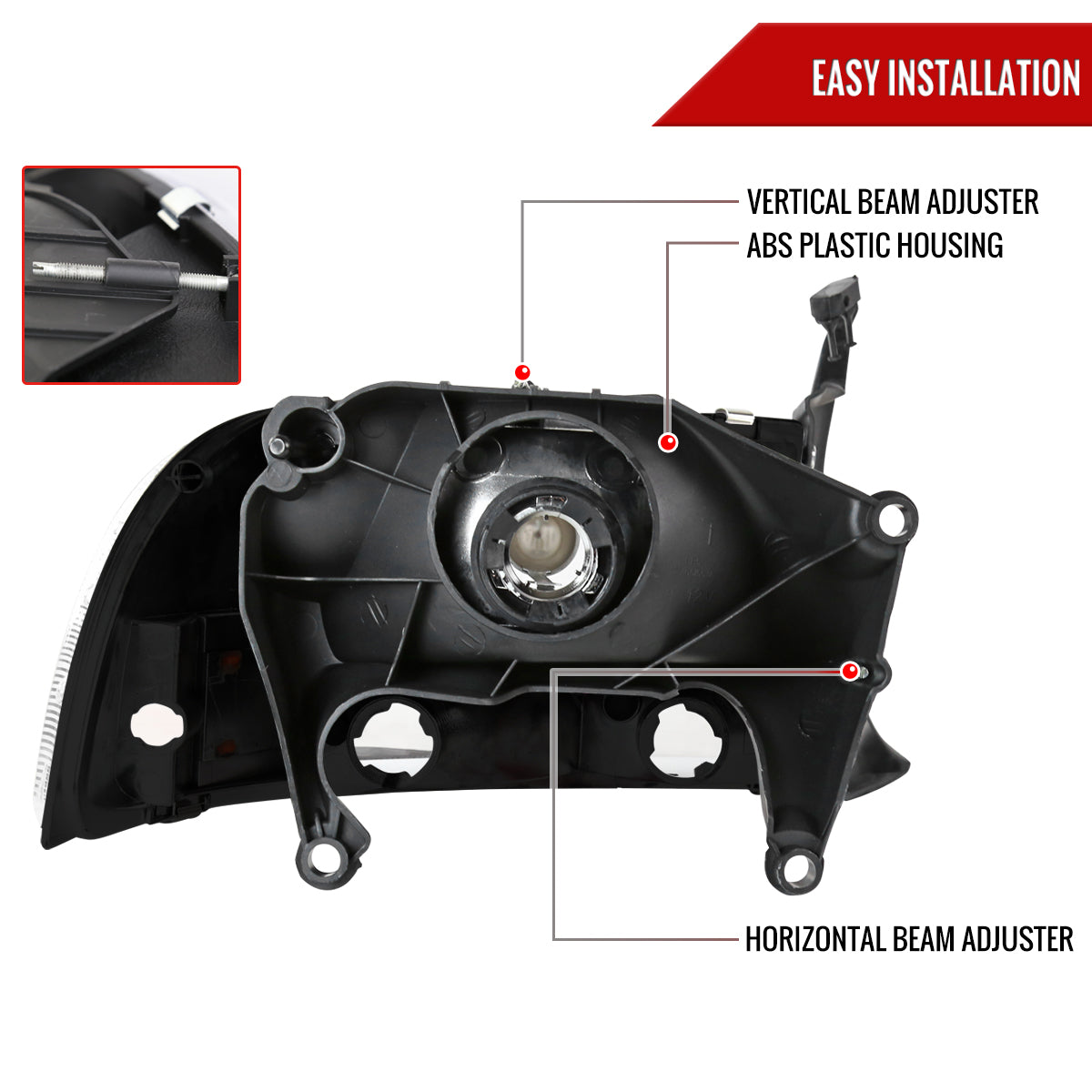 1997-2004 Dodge Dakota/ 1998-2003 Durango Crystal Headlights (Matte Black Housing/Clear Lens)