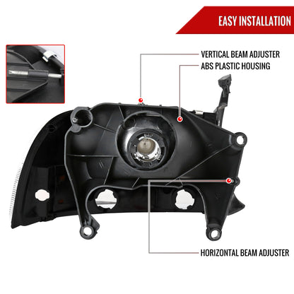 1997-2004 Dodge Dakota/ 1998-2003 Durango Crystal Headlights (Matte Black Housing/Clear Lens)