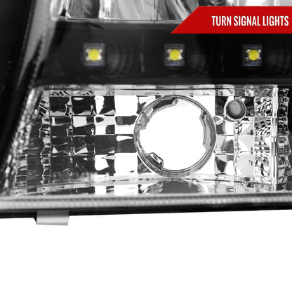 1997-2004 Dodge Dakota/ 1998-2003 Durango SMD LED Light Strip Factory Style Crystal Headlights (Matte Black Housing/Clear Lens)