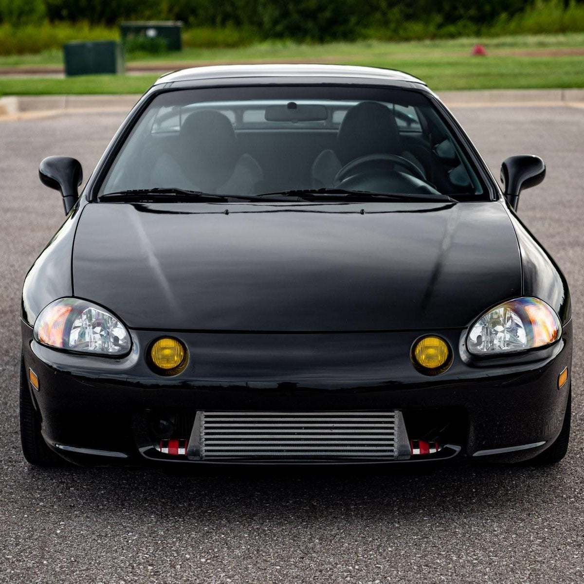 1993-1997 Honda Del Sol Crystal Headlights w/ Amber Reflector (Matte Black Housing/Clear Lens)