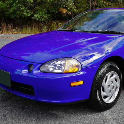 1993-1997 Honda Del Sol Crystal Headlights w/ Amber Reflector (Matte Black Housing/Clear Lens)