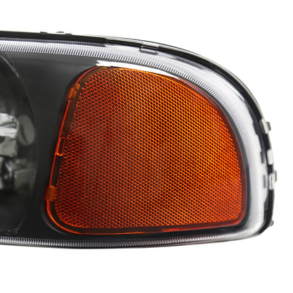 1999-2006 GMC Sierra/Yukon/Yukon XL Crystal Headlights w/ Amber Reflector (Matte Black Housing/Clear Lens)