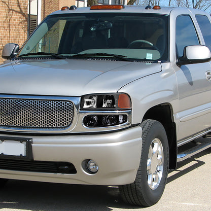 1999-2006 GMC Sierra/Yukon/Yukon XL Crystal Headlights w/ Amber Reflector (Matte Black Housing/Clear Lens)