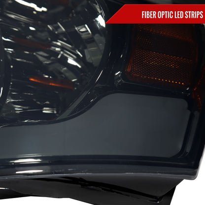 2006-2008 Dodge RAM 1500/ 2006-2009 RAM 2500 3500 LED Bar Factory Style Crystal Headlights (Chrome Housing/Smoked Lens)
