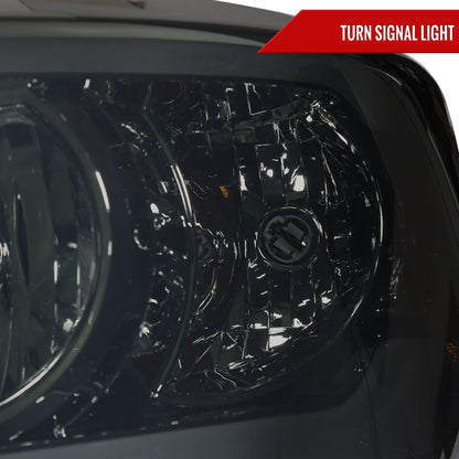 2006-2008 Dodge RAM 1500/ 2006-2009 RAM 2500 3500 LED Bar Factory Style Crystal Headlights (Chrome Housing/Smoked Lens)