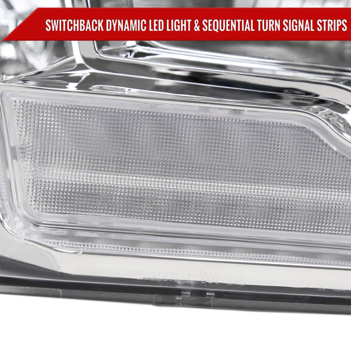 2009-2018 Dodge RAM 1500/2010-2018 RAM 2500 3500 Dual Switchback Sequential LED Bar Factory Style Headlights (Chrome Housing/Clear lens)