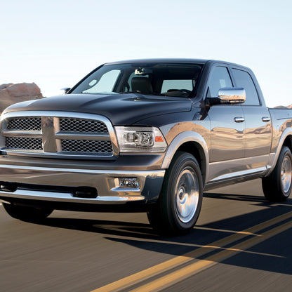 2009-2018 Dodge RAM 1500/2010-2018 RAM 2500 3500 Dual Switchback Sequential LED Bar Factory Style Headlights (Chrome Housing/Clear lens)