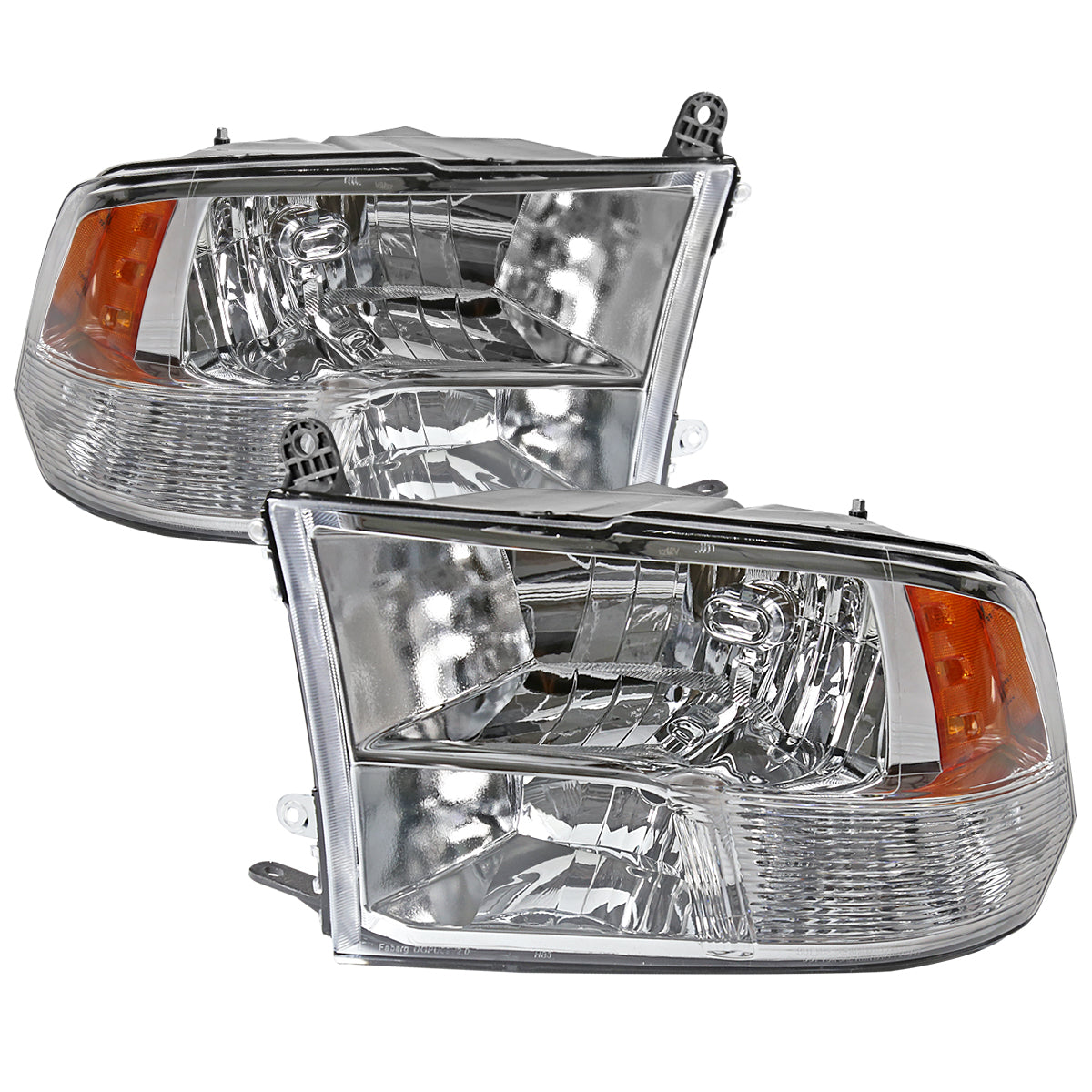 2009-2018 Dodge RAM 1500/ 2019-2021 RAM Classic/ 2010-2018 RAM 2500 3500 Factory Quad Style Headlights (Chrome Housing/Clear Lens)