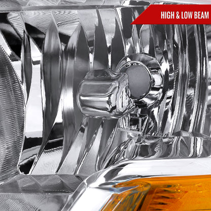 2009-2018 Dodge RAM 1500 / 2019-2021 RAM Classic / 2010-2018 RAM 2500 3500 Factory Dual Style Headlights (Chrome Housing/Clear Lens)
