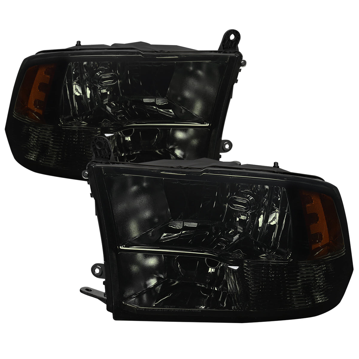 2009-2018 Dodge RAM 1500 / 2019-2021 RAM Classic / 2010-2018 RAM 2500 3500 Factory Quad Style Headlights (Chrome Housing / Smoked Lens)