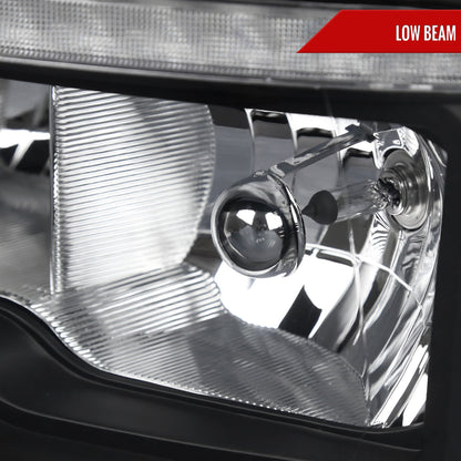 2009-2018 Dodge RAM 1500/2010-2018 RAM 2500 3500 Dual Switchback Sequential LED Bar Factory Style Headlights (Matte Black Housing/Clear lens)