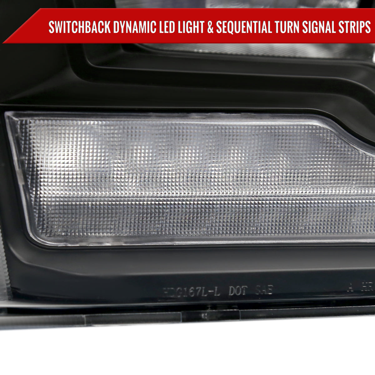 2009-2018 Dodge RAM 1500/2010-2018 RAM 2500 3500 Dual Switchback Sequential LED Bar Factory Style Headlights (Matte Black Housing/Clear lens)