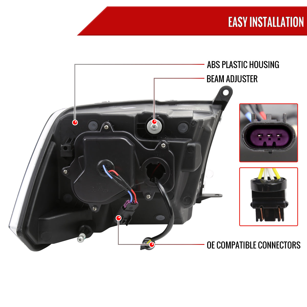 2009-2018 Dodge RAM 1500/2010-2018 RAM 2500 3500 Dual Switchback Sequential LED Bar Factory Style Headlights (Matte Black Housing/Clear lens)
