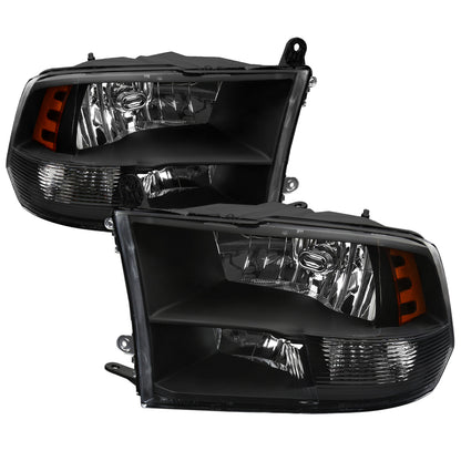 2009-2018 Dodge RAM 1500 / 2019-2021 RAM Classic / 2010-2018 RAM 2500 3500 Factory Quad Style Headlights (Matte Black Housing/Clear Lens)
