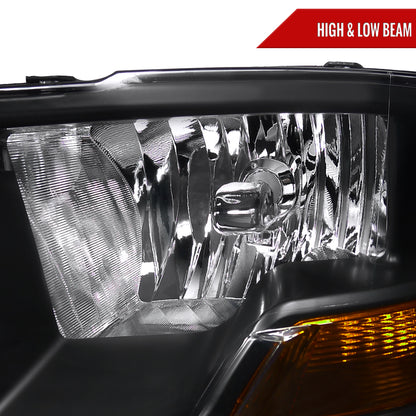 2009-2018 Dodge RAM 1500 / 2019-2021 RAM Classic / 2010-2018 RAM 2500 3500 Factory Dual Style Headlights (Matte Black Housing/Clear Lens)