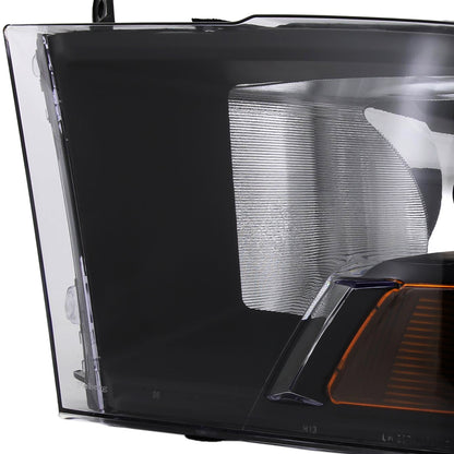 2009-2018 Dodge RAM 1500 / 2019-2021 RAM Classic / 2010-2018 RAM 2500 3500 Factory Dual Style Headlights (Matte Black Housing/Clear Lens)