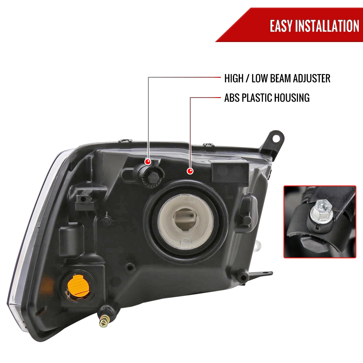2009-2018 Dodge RAM 1500 / 2019-2021 RAM Classic / 2010-2018 RAM 2500 3500 Factory Dual Style Headlights (Matte Black Housing/Clear Lens)