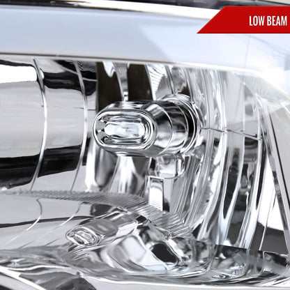 2009-2019 Dodge Ram 1500 2500 3500 Quad Style Headlights with LED Tube (Chrome Housing/Clear Lens)