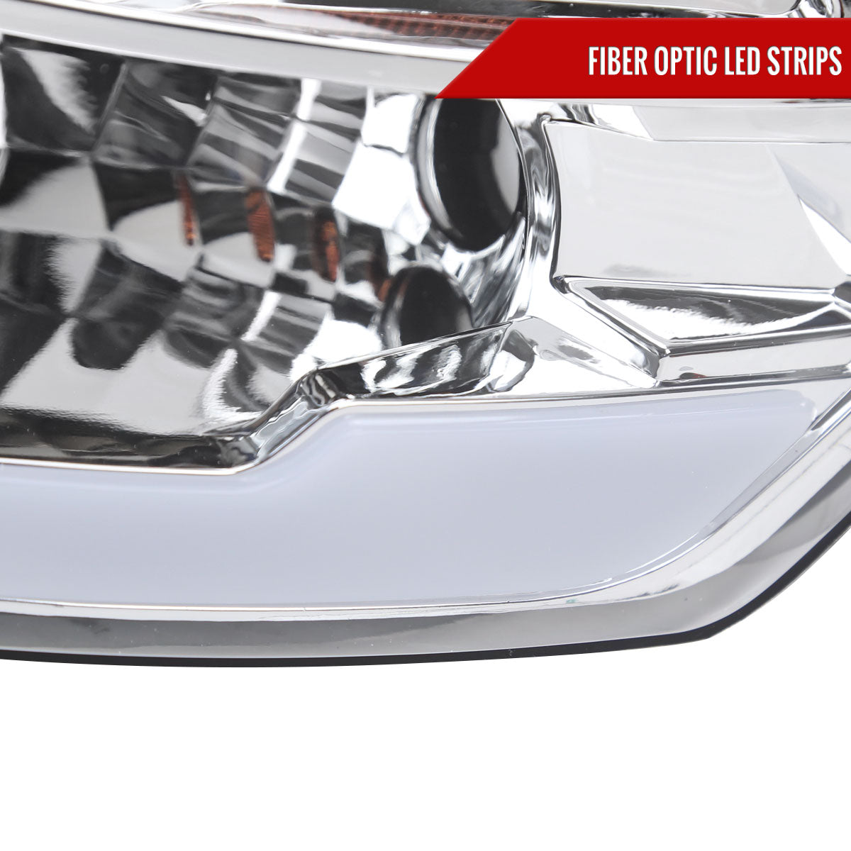 2009-2019 Dodge Ram 1500 2500 3500 Quad Style Headlights with LED Tube (Chrome Housing/Clear Lens)