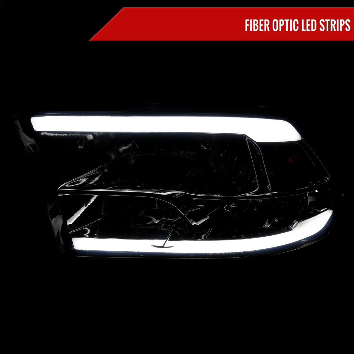 2009-2018 Dodge RAM 1500/ 2010-2018 Dodge RAM 2500/3500 LED Bar Factory Style Headlights (Chrome Housing/Clear Lens)