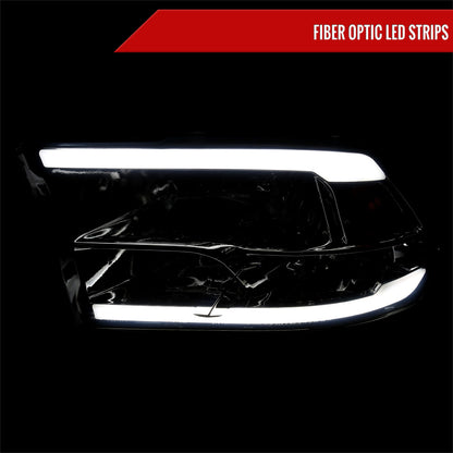 2009-2018 Dodge RAM 1500/ 2010-2018 Dodge RAM 2500/3500 LED Bar Factory Style Headlights (Chrome Housing/Clear Lens)