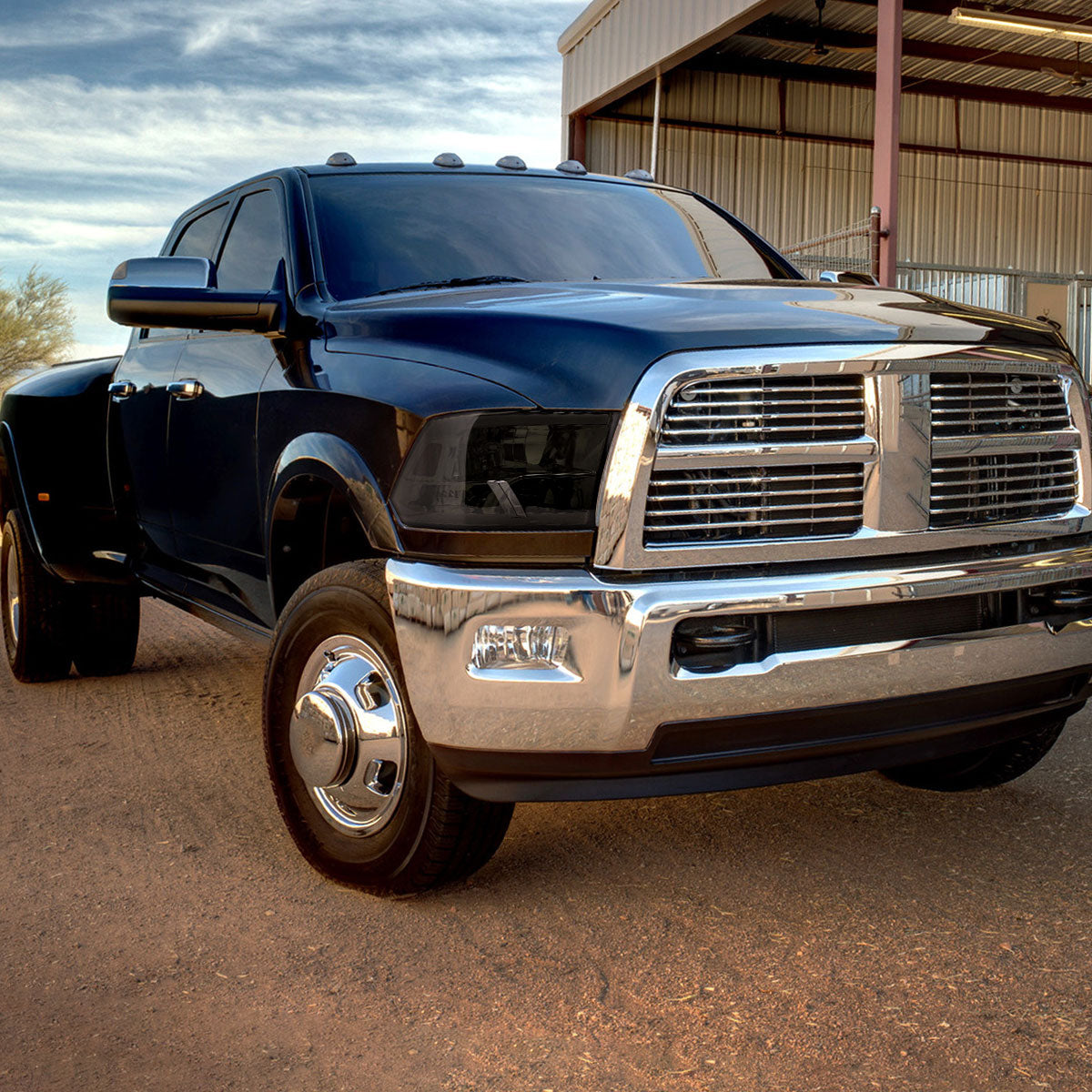 2009-2018 Dodge RAM 1500/ 2010-2018 Dodge RAM 2500/3500 LED Bar Factory Style Headlights (Chrome Housing/Clear Lens)