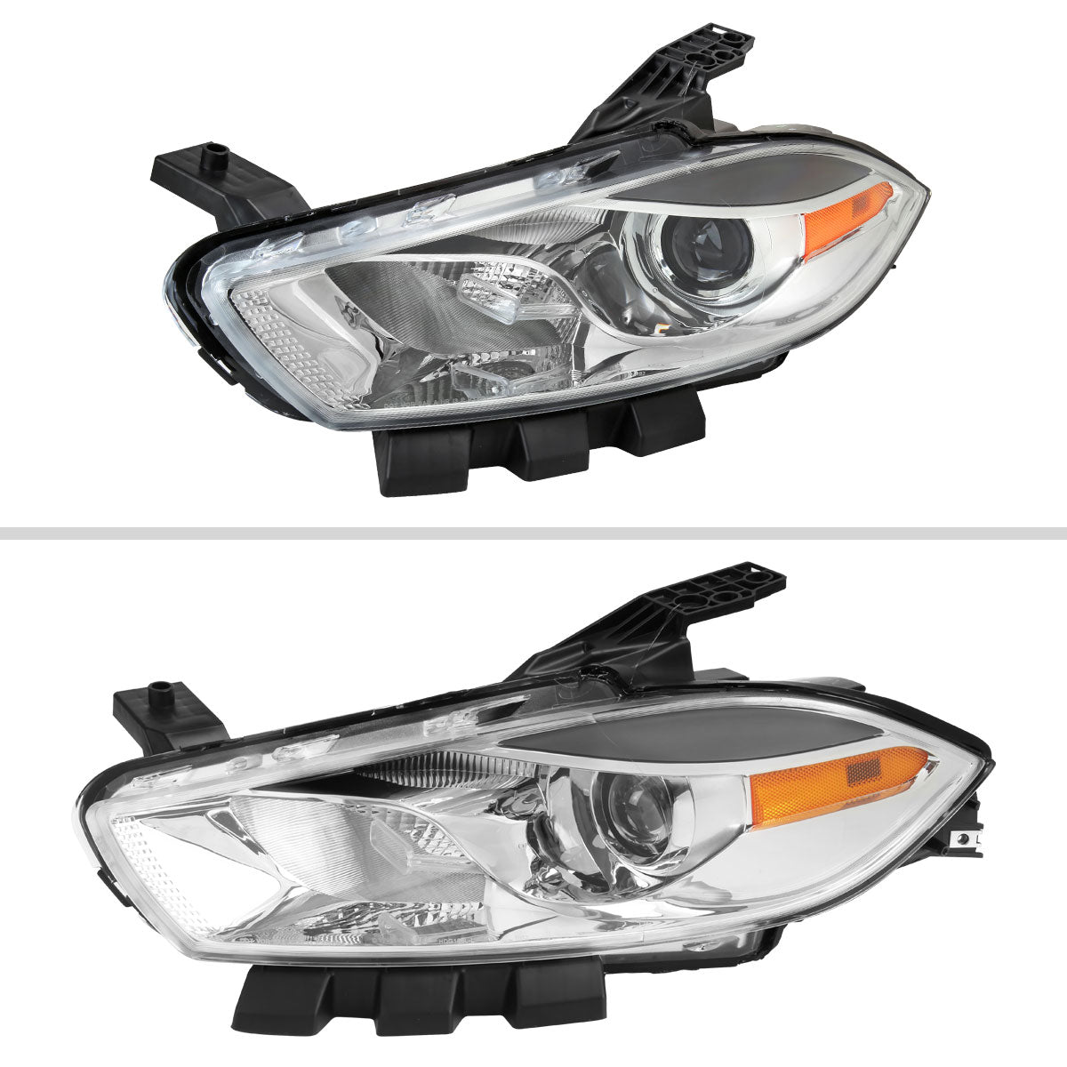 2013-2016 Dodge Dart Factory Style Headlights with Projector High/Low Beam (Chrome Housing/Clear Lens)