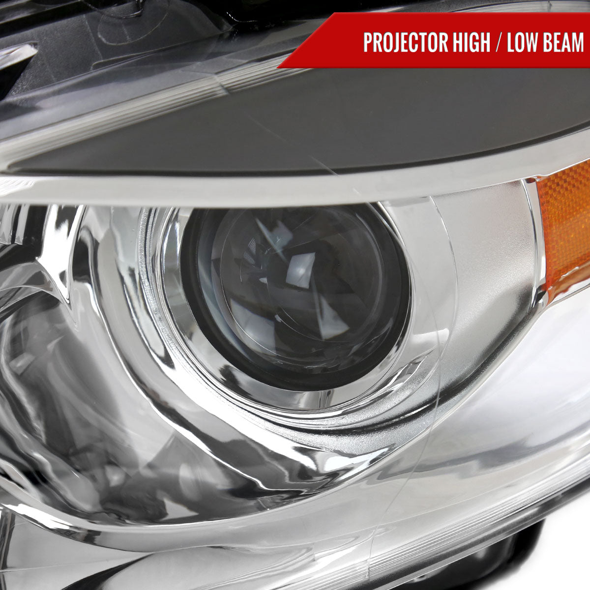 2013-2016 Dodge Dart Factory Style Headlights with Projector High/Low Beam (Chrome Housing/Clear Lens)