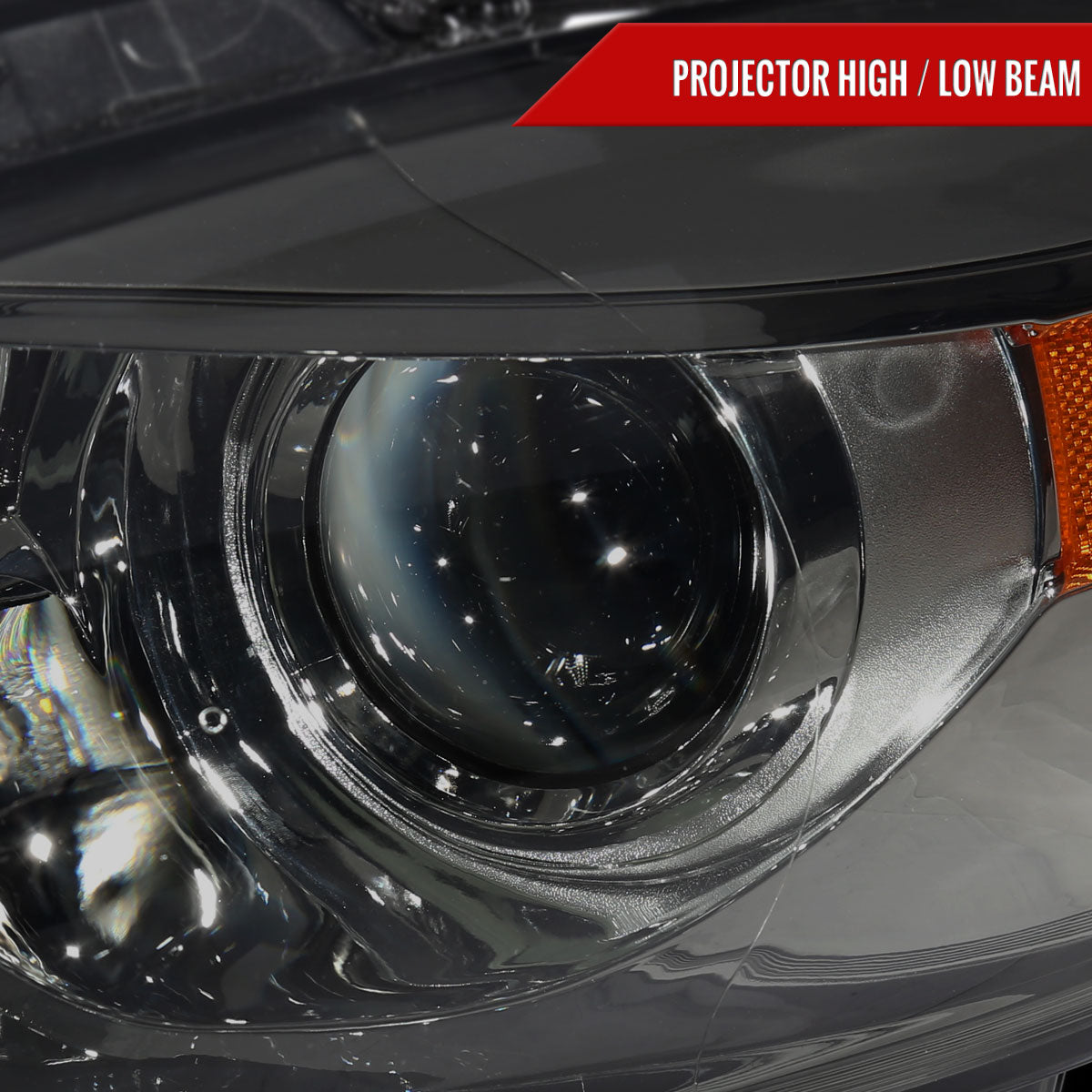 2013-2016 Dodge Dart Factory Style Headlights with Projector High/Low Beam (Chrome Housing/Smoked Lens)