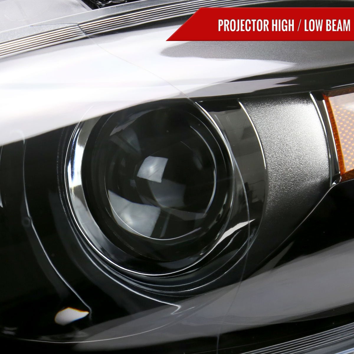 2013-2016 Dodge Dart Factory Style Headlights with Projector High/Low Beam - Driver Side Only (Jet Black Housing/Clear Lens)