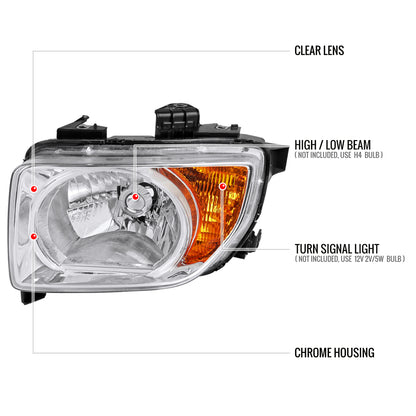 2003-2008 Honda Element Factory Style Headlights (Chrome Housing/Clear Lens)