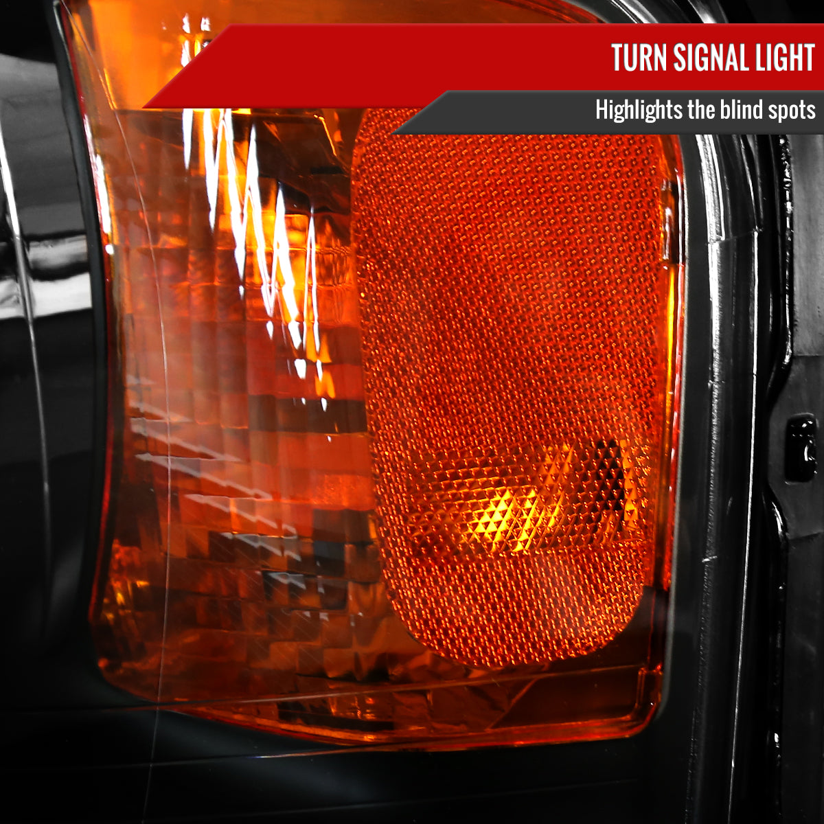2003-2006 Ford Expedition Factory Style Headlights w/ Amber Reflector (Matte Black Housing/Clear Lens)