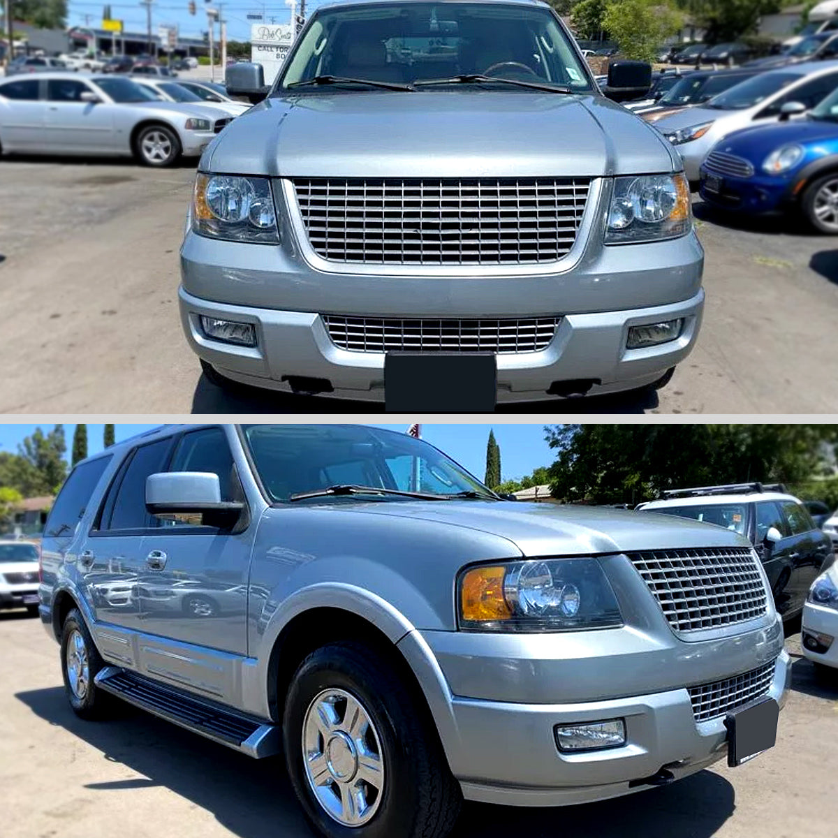 2003-2006 Ford Expedition Factory Style Headlights w/ Amber Reflector (Matte Black Housing/Clear Lens)