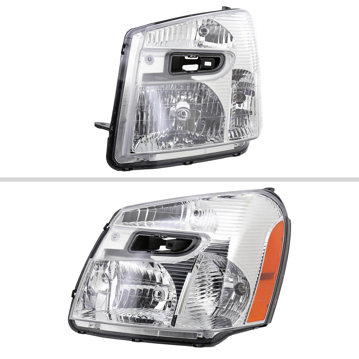 2005-2009 Chevrolet Equinox Factory Style Headlights w/ Amber Reflector (Chrome Housing/Clear Lens)