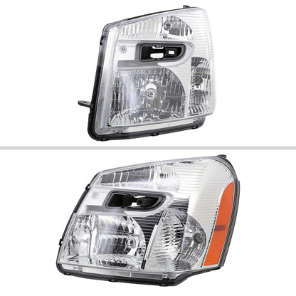 2005-2009 Chevrolet Equinox Factory Style Headlights w/ Amber Reflector (Chrome Housing/Clear Lens)