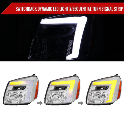 2005-2009 Chevy Equinox Factory Style Headlights with Sequential Switchback LED Bar Turn Signal (Chrome Housing/Clear Lens)