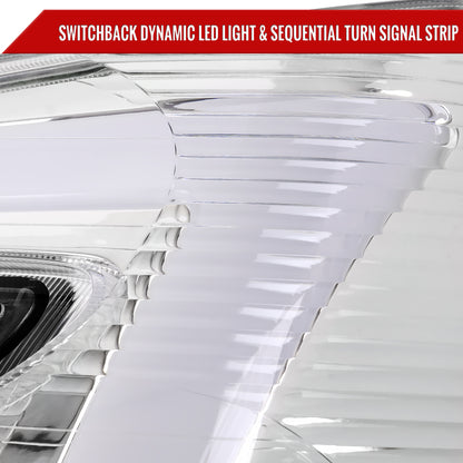 2005-2009 Chevy Equinox Factory Style Headlights with Sequential Switchback LED Bar Turn Signal (Chrome Housing/Clear Lens)