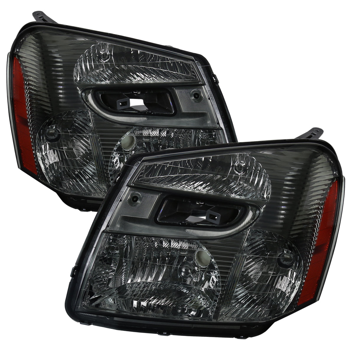 2005-2009 Chevrolet Equinox Factory Style Headlights w/ Amber Reflector (Chrome Housing/Smoked Lens)