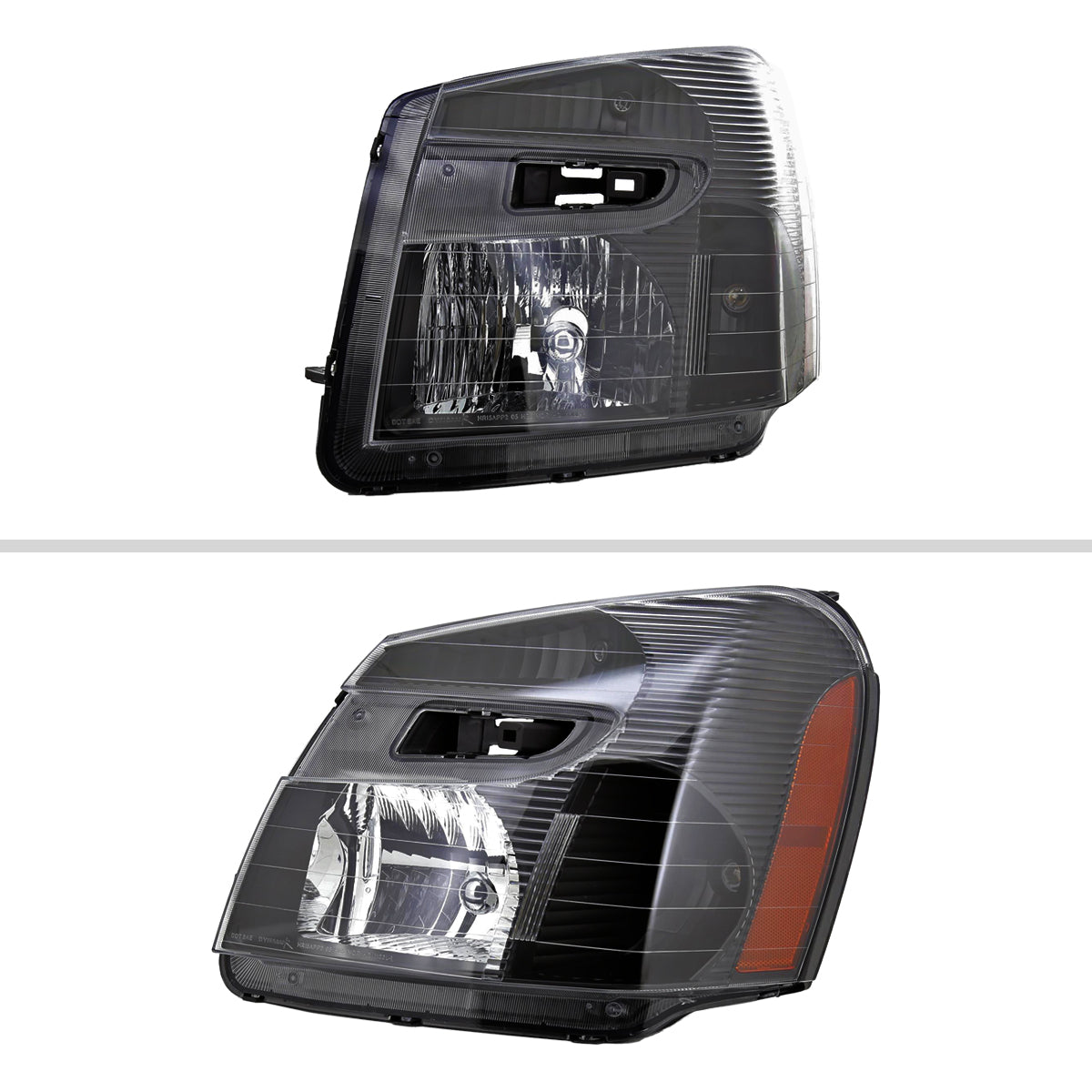 2005-2009 Chevrolet Equinox Factory Style Headlights w/ Amber Reflector (Matte Black Housing/Clear Lens)